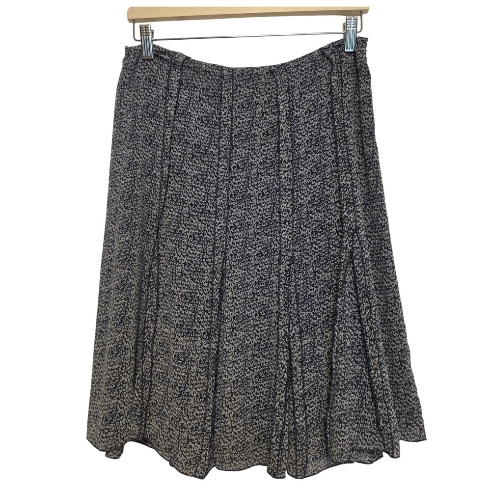 Tapemeasure Animal Micro Print Pleated A-Line Skirt Navy Blue Grey Size 4